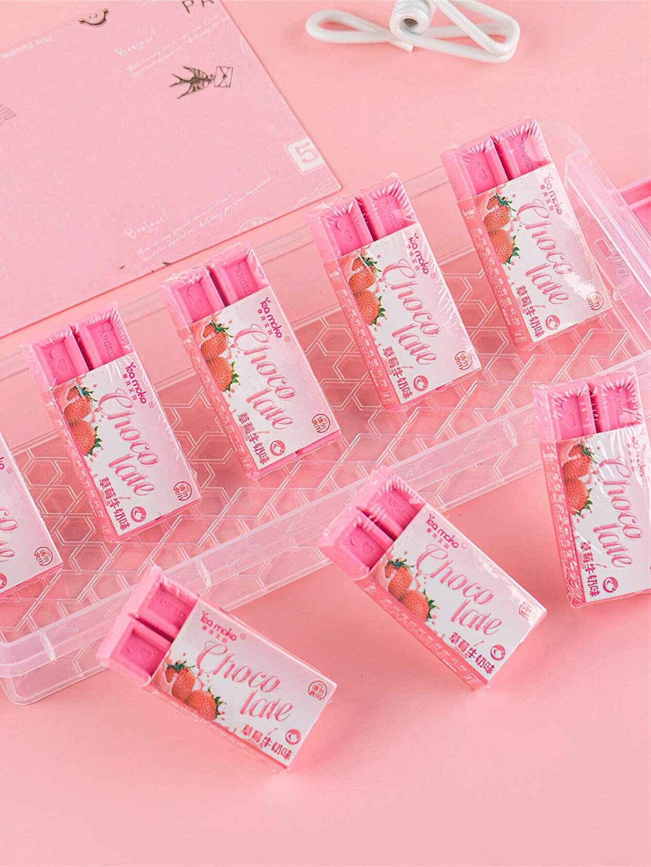 Strawberry Chocolate Erasers 🍫🍓