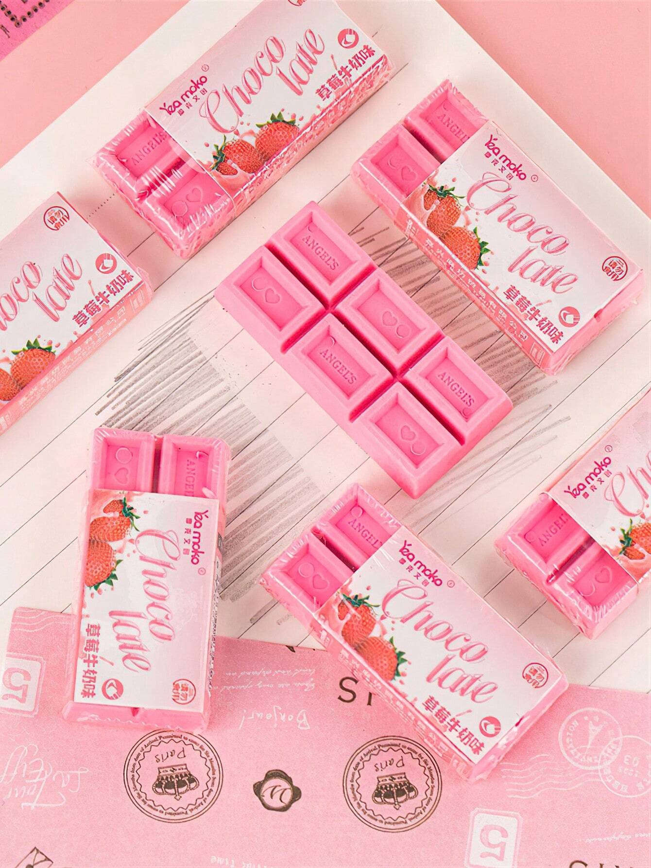 Strawberry Chocolate Erasers 🍫🍓