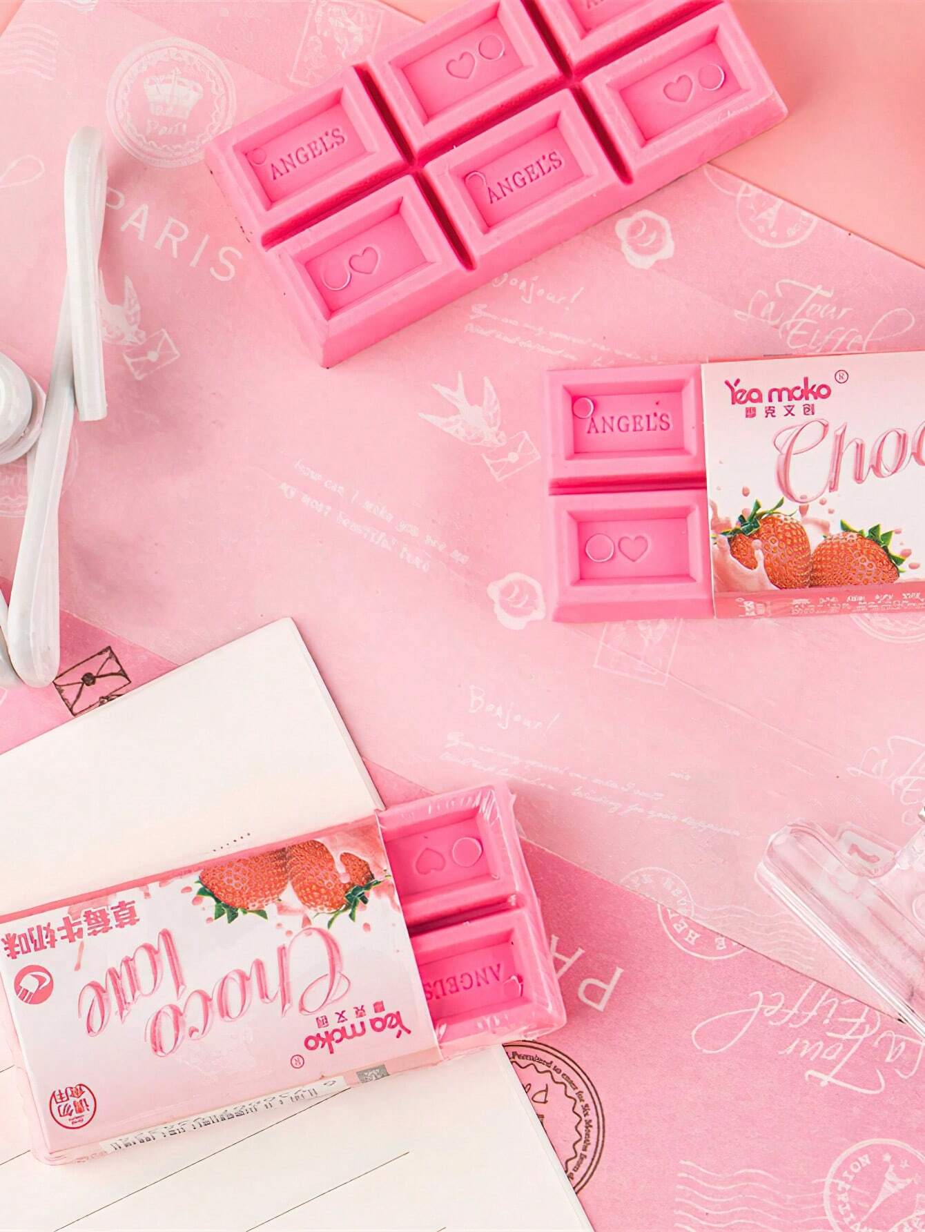 Strawberry Chocolate Erasers 🍫🍓